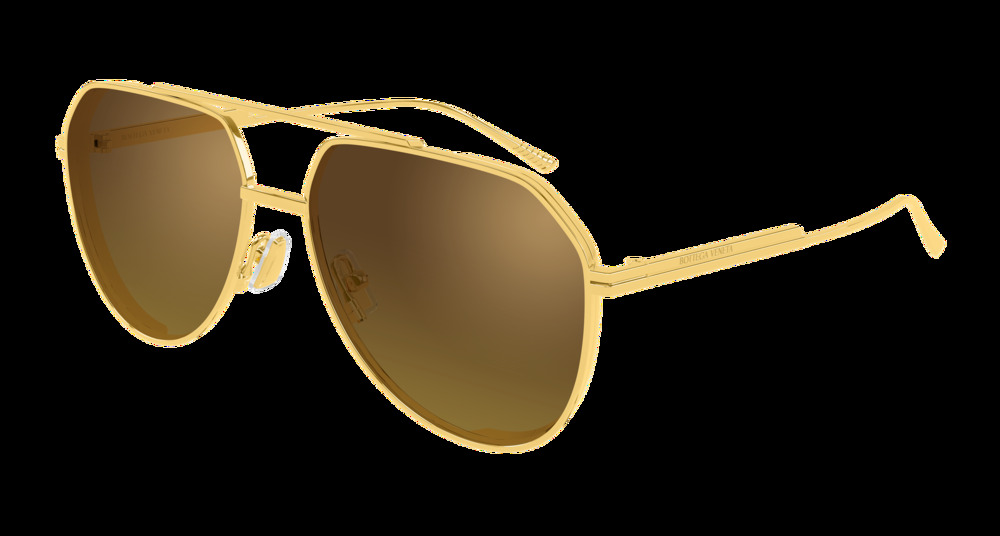 Bottega Veneta BV1465S Light Ribbon Aviator Gold Mirror Sunglasses